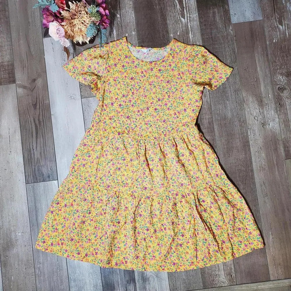 Time and Tru Short Sleeve Floral Printed Woven Mini Dress Women's Size XS (0-2) - Picture 5 of 16